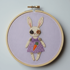 close-up-embroideryed-bunny-purple-dress