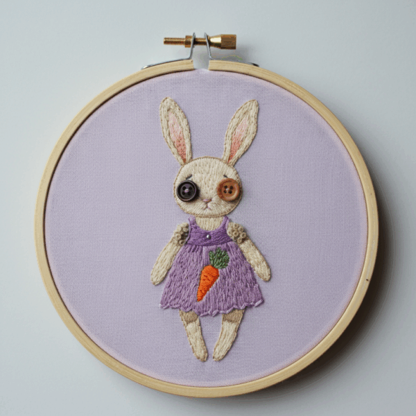 close-up-embroideryed-bunny-purple-dress