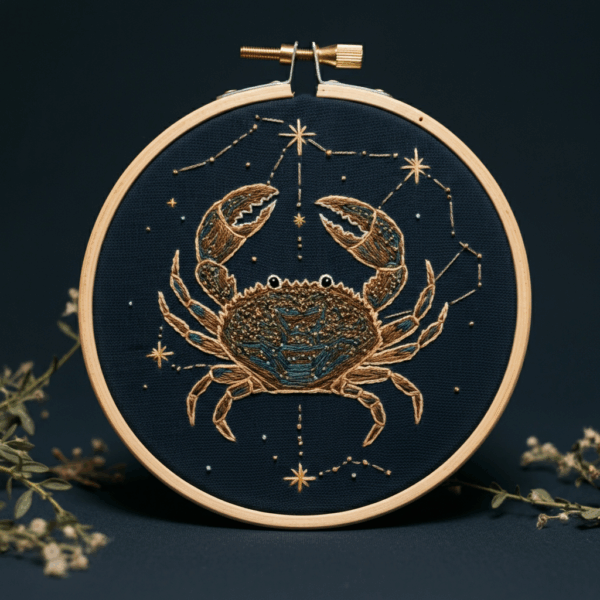 close-up-crab-embroidered-hoop-flowers