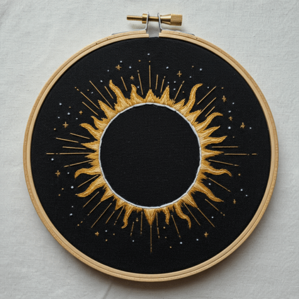 close-up-black-gold-embroidery-sun-middle
