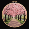 close-up-cross-stitch-picture-path-trees