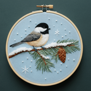 black-white-bird-sitting-pine-branch