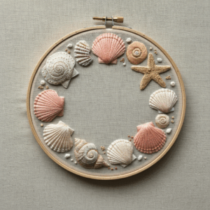 close-up-embroidery-shells-starfishs