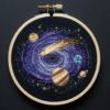 close-up-cross-stitched-picture-space-scene
