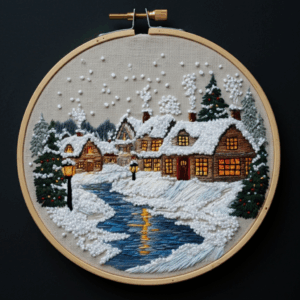 embroidery-small-village-river-lighted-street-light