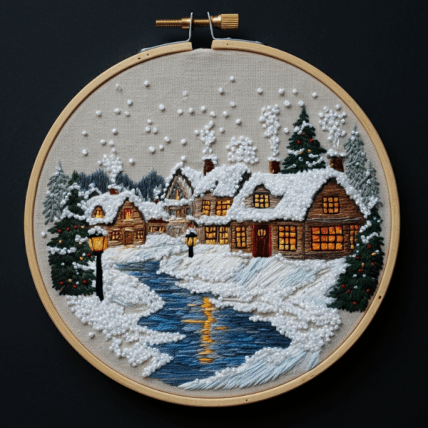 embroidery-small-village-river-lighted-street-light