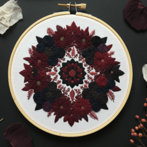close-up-embroideryed-flower-hoop