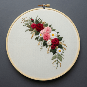 embroidery-floral-design-hoop-hanging-wall
