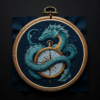arafed-embroidery-dragon-compass-blue-cloth