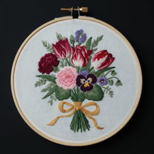embroidery-bouquet-flowers-bow-black-background