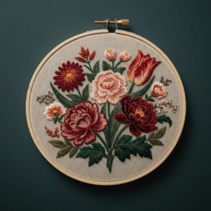 embroidery-bunch-flowers-hoop-hanging-wall-2