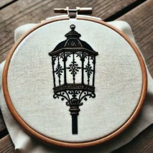 close-up-cross-stitched-picture-lamp-post
