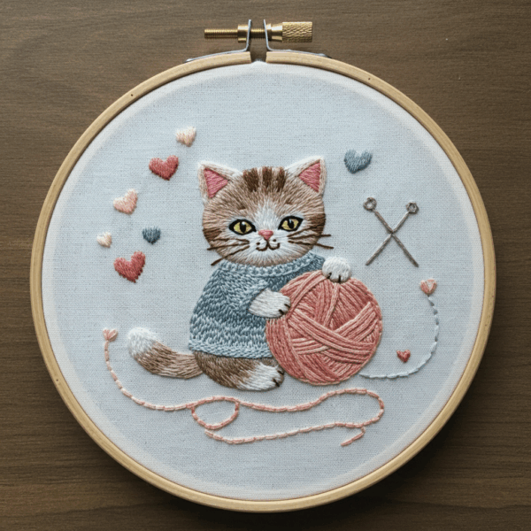 close-up-cat-ball-yarn-hoop