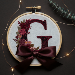 close-up-cross-stitched-letter-bow-string