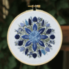 close-up-cross-stitched-picture-blue-flower