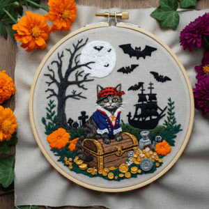 close-up-cross-stitched-picture-cat-pirate-costume