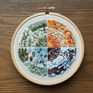 close-up-cross-stitched-picture-circular-pattern