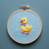 close-up-cross-stitched-picture-duck-water