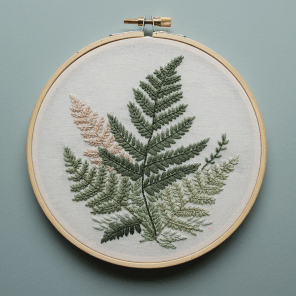 close-up-cross-stitched-picture-fern-leaf