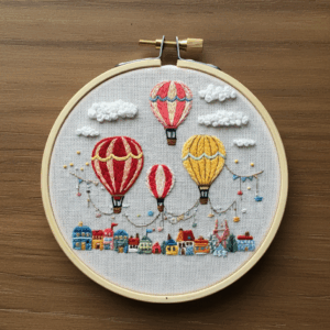 close-up-cross-stitched-picture-hot-air-balloon