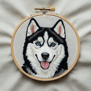 close-up-cross-stitched-picture-husky-dog