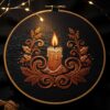 close-up-cross-stitched-picture-lit-candle-2