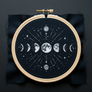 close-up-cross-stitched-picture-moon-phases