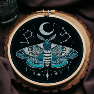 close-up-cross-stitched-picture-moth
