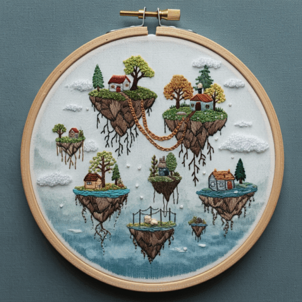 close-up-cross-stitched-picture-small-island