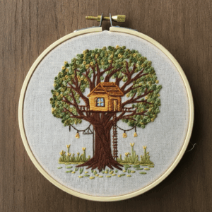 close-up-cross-stitched-picture-tree-house-2