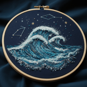 close-up-cross-stitched-picture-wave