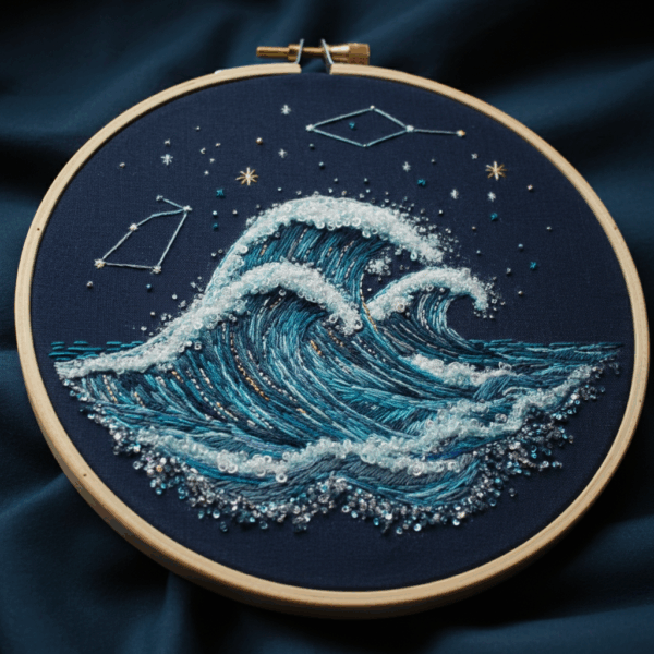 close-up-cross-stitched-picture-wave