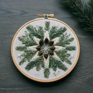 close-up-cross-stitched-picture-pine-cones-pine-needles