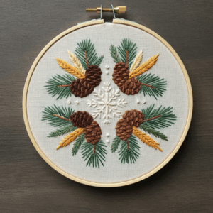 close-up-cross-stitched-picture-pine-cones-wheat-2