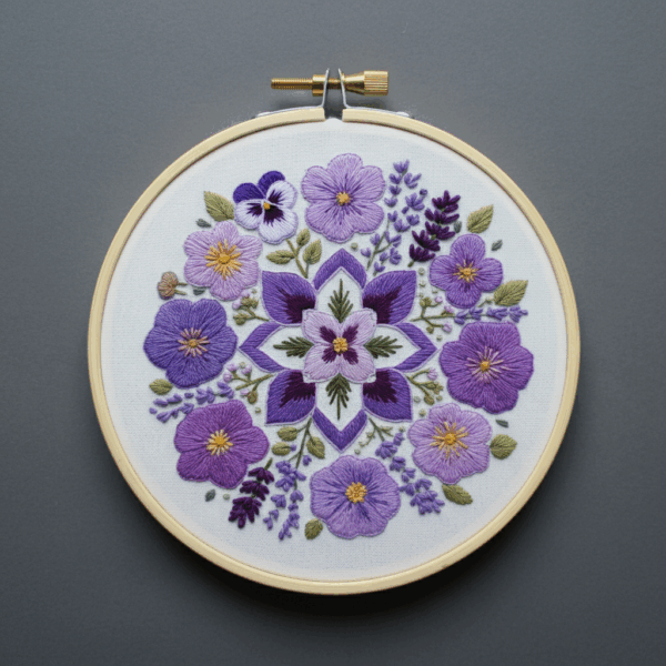 close-up-cross-stitched-picture-purple-flowers