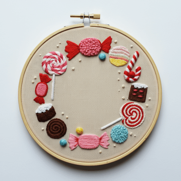 close-up-embroidery-hoop-candy-wreath
