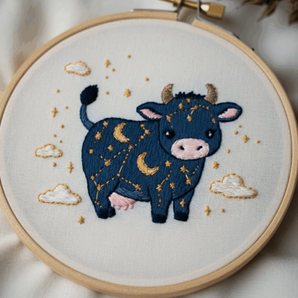 close-up-embroidery-cow-crescent-stars