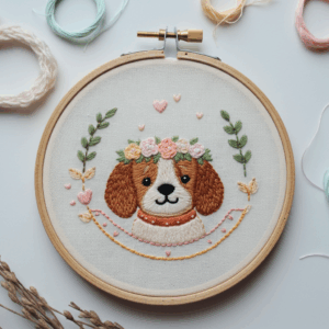 close-up-embroidery-dog-flower-crown