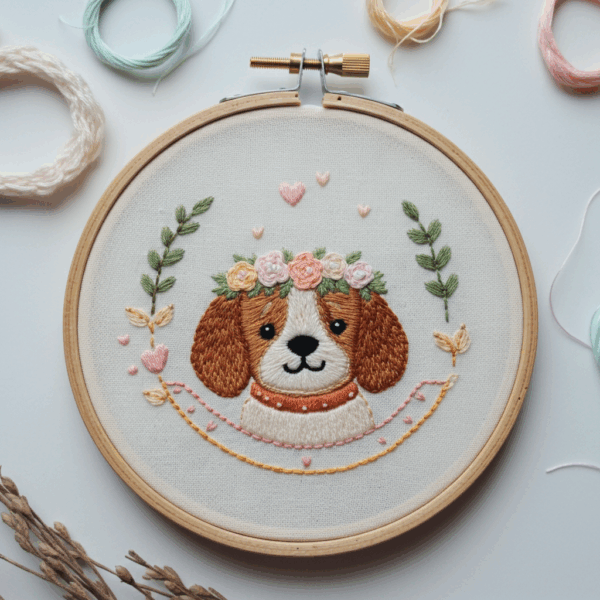close-up-embroidery-dog-flower-crown