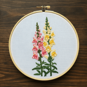 close-up-embroidery-flower-wooden-surface