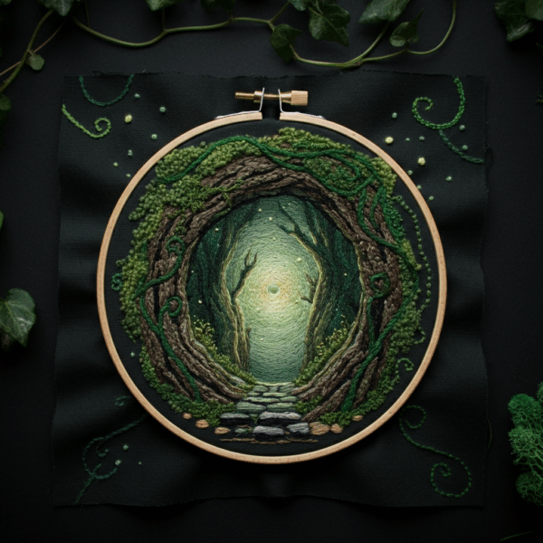 close-up-embroidery-forest-path