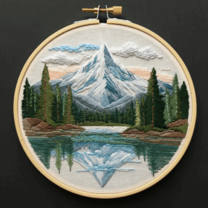 close-up-embroidery-mountain-lake