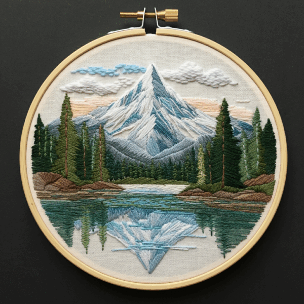 close-up-embroidery-mountain-lake
