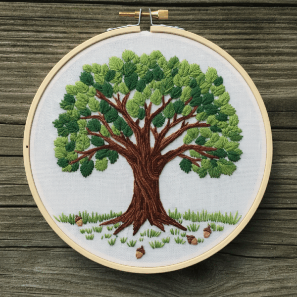 close-up-embroidery-tree-green-leaves
