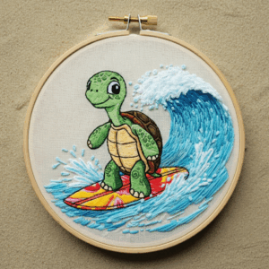 close-up-embroidery-turtle-surfboard
