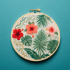 close-up-embroidery-blue-surface-flower