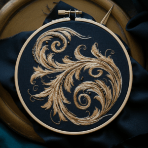 close-up-embroidery-cloth-wooden-frame