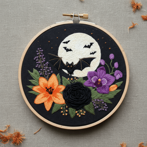 close-up-embroidery-cat-flowers