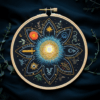 close-up-embroidery-sun-planets