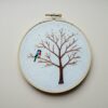 close-up-embroideryed-picture-bird-tree